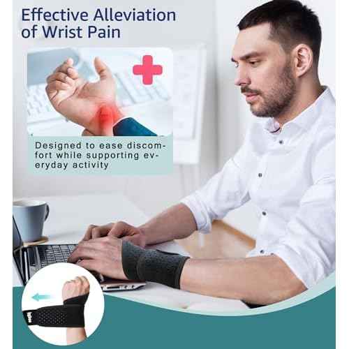 Breathable Wrist Support Brace for Men Women - Adjustable Compression Wrist Wrap for Joint Stability, Sports, Pain Relief, Carpal Tunnel Syndrome - Soft & Skin-Friendly, All-Day Comfort (Black)