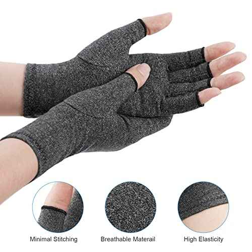 Arthritis Gloves - Fingerless Hand Warmers for Women & Men, Pain Relief Compression Gloves
