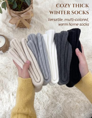 Thermal Women’s Boot Socks 3 Pairs - Thick Cozy Winter Socks, Black/Grey/Beige, Variation 5-9