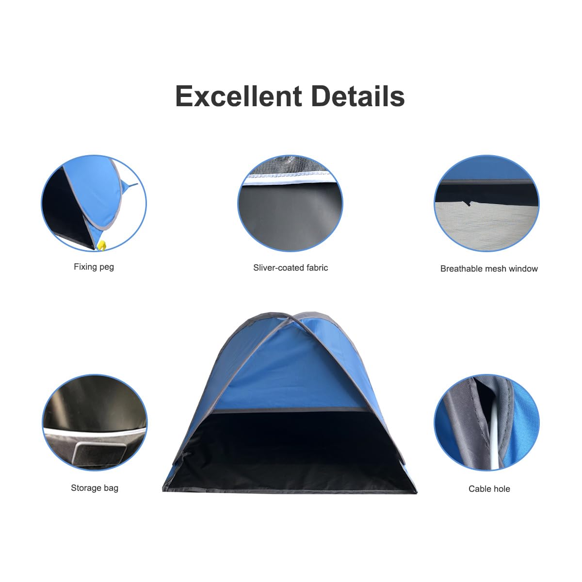 RXQNN Small Pop Up Beach Tent with Meshed Window, Portable Head Tent Beach Pet Shade for Small Dogs/Cats (Blue)