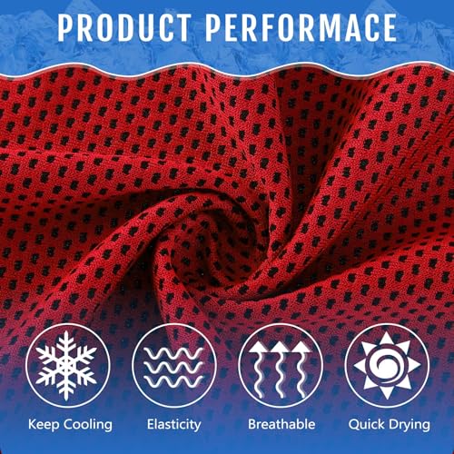 Hosuly 12 Pack Cooling Towels - Red 40x12 Inches for Workout & Outdoor