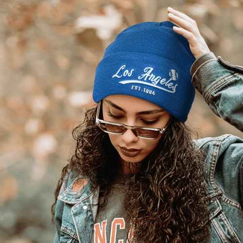 Vintage Classic Skull Cap Embroidery Beanie Hat Cuffed Winter Hat Knit Comes with Warm Gloves Gifts for Unisex Fans