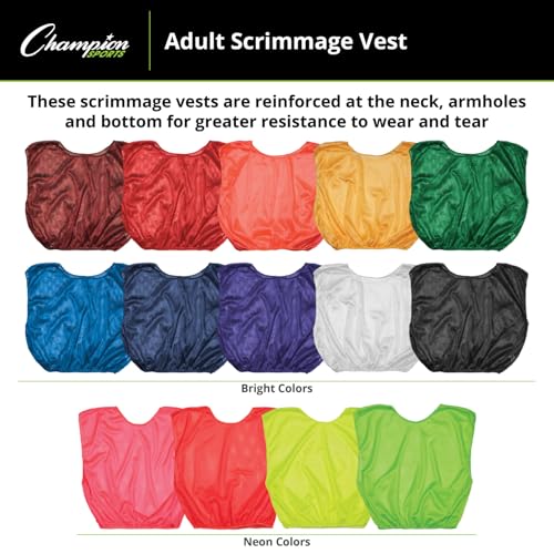 Unisex Mesh Practice Scrimmage Vest - Adult Regular / Red, Pack of 12