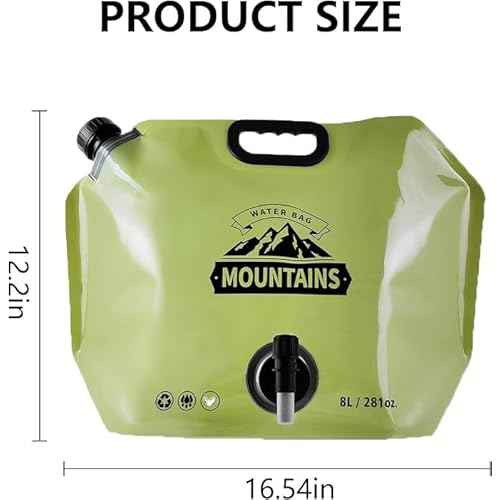 Collapsible 8L Water Storage Bag, BPA-Free Portable Folding Water Jug with Adjustable Faucet, Leakproof Emergency Water Bag for Camping, Hiking, Riding, Outdoor Sport 1green