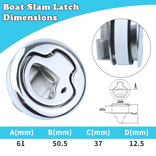 Marine Grade 316 Stainless Steel Boat Slam Latch 2 Inch with Lock - 2 Pack
