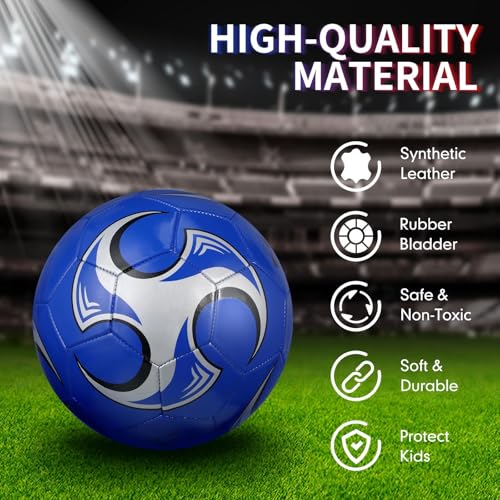Deekin 6 Pack Soccer Balls with Pump - Size 4 for Youth & Kids