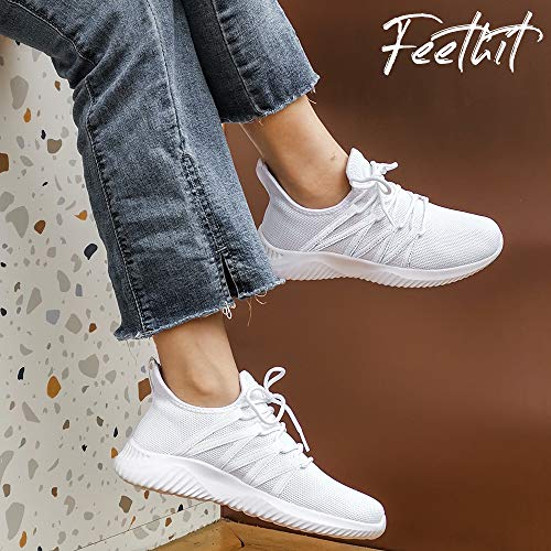 Feethit Womens Slip-On Tennis Shoes - All White 9.5