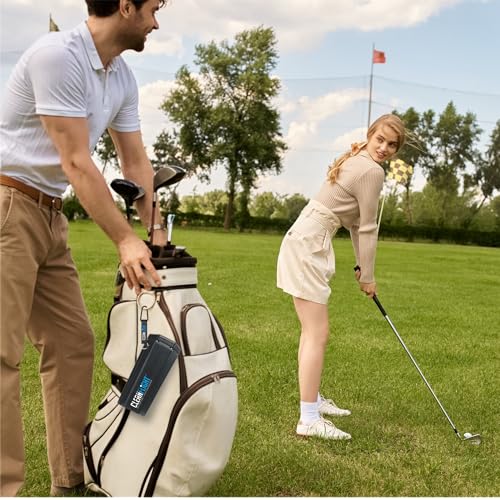 Golf Ball Washer Portable Cleaner with Towel - Black - Golf Accessories Gift
