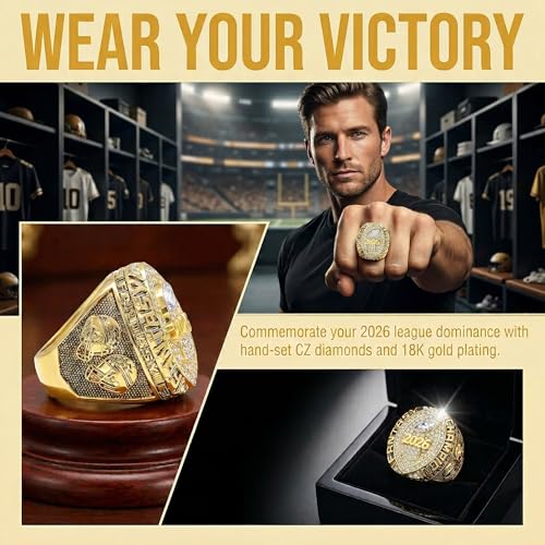 2026 Fantasy Football Championship Ring - Gold-026-Box / 11-C65MM