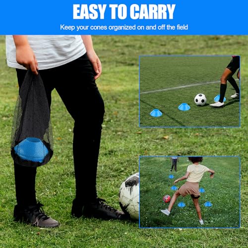 25PCS Soccer Cones for Training Agility Drills with Mesh Bag - Kids & Adults