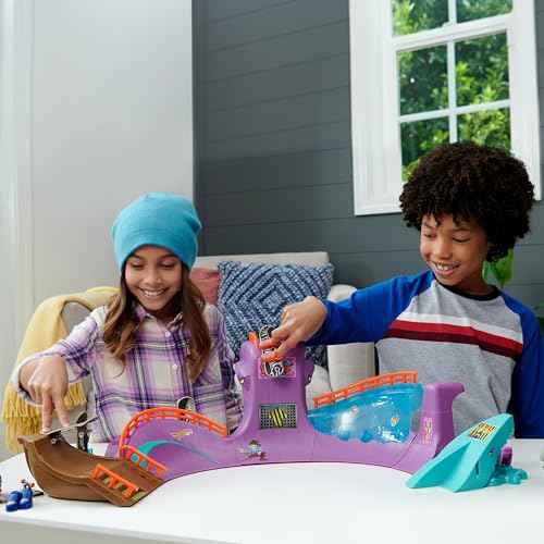 Hot Wheels Skate Octopus Skatepark Playset with Tony Hawk Fingerboard & Pair of Removable Skate Shoes, Includes Storage