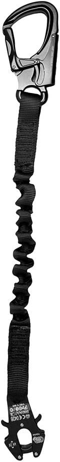 Fusion Tactical ProGlide Military and Police Helo Lanyard - 6ft Elastic Bungee with Kong Frog Shackle Snap Hook, 23kN - Black, 72 inches