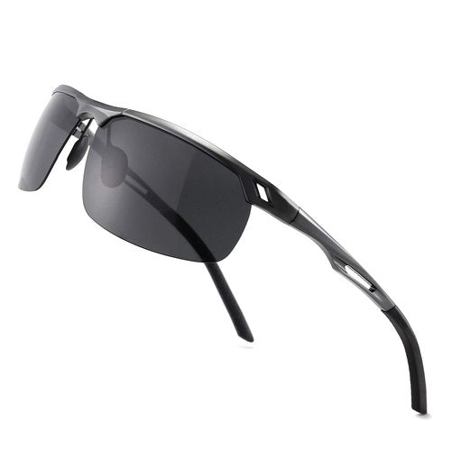 SUNGAIT Mens Women Polarized Sports Sunglasses +Baseball Fishing Driving Sunglasses +Al-Mg Frame UV400 Protection (Gunmetal Frame/Gray Lens)