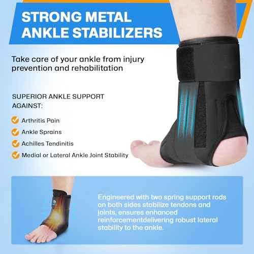 Ankle Brace for Sprained Ankle Wrap, Ankle Support for Men Women, Foot Brace Ankles Stabilizer with Ankles Splint Support for Basketball, Volleyball, Sports - L