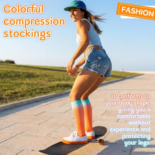 Women Compression Socks 15-20mmHg Knee High Socks - Small-Medium Pack of 5