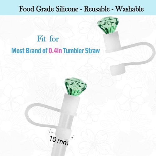 ESWEUOOM Green Straw Cover for Stanley Cup Accessories 40 oz 30 oz, Cute Straw Toppers for Tumbler, Life Tree Charms for Stanley,10mm 0.4in Straw Covers Cap Lids,Water Cup Pendant for Handle Chain