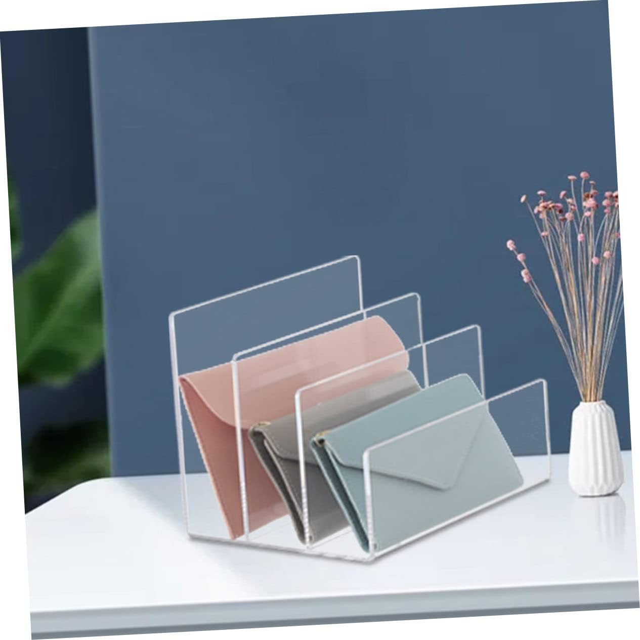 DOITOOL Multi-compartment Desktop File Organizer Transparent Acrylic File Sorter for Office Home Storage Rack for Efficient File Organization and Easy Access