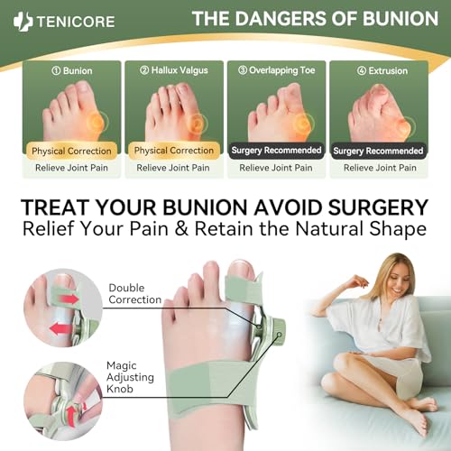 Bunion Corrector for Women Men Big Toe, Adjustable Knob Double Correction Bunion Fix Relief Bunion Splints with 3 Different Angle Fixing Plates Silicone Pad Comfortable Effective