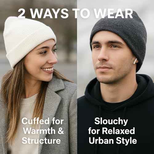 Beanie Hats for Men & Women - Warm Stocking Caps for Men & Women, Cuffed Knit Thermal Hats, Gift for Him & Her