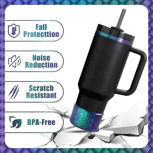 Silicone Boot for Stanley Quencher 40 oz & IceFlow 30 oz Tumbler, for Stanley Black Chroma, Cup Sleeve Boot with Chameleon Gradient Surface for Stanley Accessories