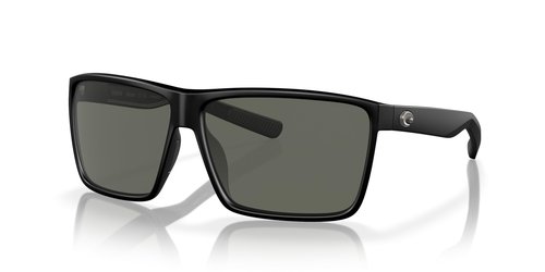 Costa Del Mar Men's Rincon Fishing and Watersports Rectangular Sunglasses, Matte Black/Grey Polarized-580G, 63 mm