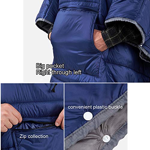 Wearable Hooded Blanket Sleeping Bag - Lightweight Thermal Cloak for Camping Hiking