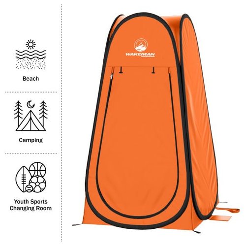 Pop Up Pod - Privacy Shower Tent, Dressing Room, or Portable Toilet Stall with Carry Bag for Camping, Beach, or Tailgate by Wakeman Outdoors (Orange)