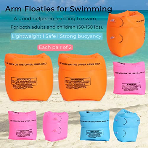 Kids & Adults Inflatable Pool Arm Floaties Set - Blue and Pink, 2-4 Pack