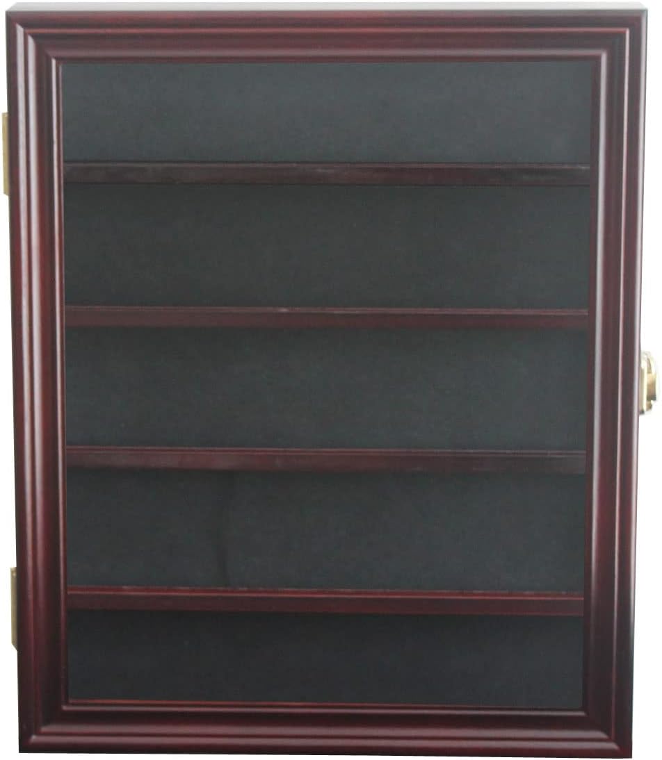 30 Lighters Display Case Wall Cabinet Compatible with Zippo Lighters Military Sport Collectible Match Book Black Frame