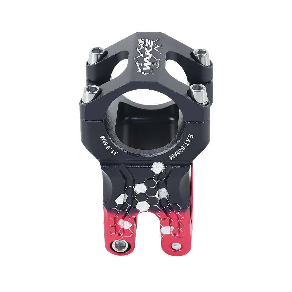FOMTOR 31.8 Stem 50mm Bike Stem, MTB Stem Mountain Bike Stem Short Handlebar Stem for Most Bicycle, Road Bike, MTB, BMX, Fixie Gear, Cycling (Black Red)