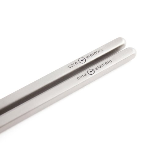 Core Element Titanium Chopsticks 9" Square Handle Grooved Rounded Tip Lightweight Eco-Friendly Durable Survival Utensil Tool Perfect for Camping, Home, Travel (Pack of 2 Pairs)