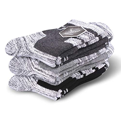 FEIDEER Men's Hiking Walking Socks, Multi-pack Wicking Cushioned Outdoor Recreation Cotton Quarter Crew Socks