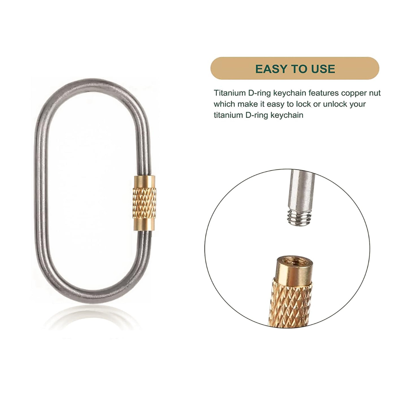 J454 Small Locking Carabiner,Titanium Key Carabiner,Key Chain for car, Mini Quick Release Tactical carabiners Clips.(2pc)