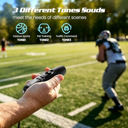 UNIWA Rechargeable Electronic Whistle 2-Pack with Red & Black, Loud 3 Tones, Adjustable Volume, USB Charging, Outdoor & Safety Use