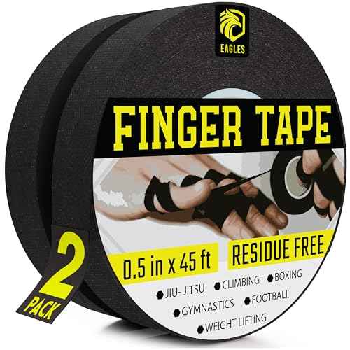 Finger Tape 2, 3, 6 or 12 Pack Black | Residue Free Skin Friendly Strong Athletic Sports Tapes | 0.5¡± x 45 Feet for Rock Climbing Martial Arts (2, Black)