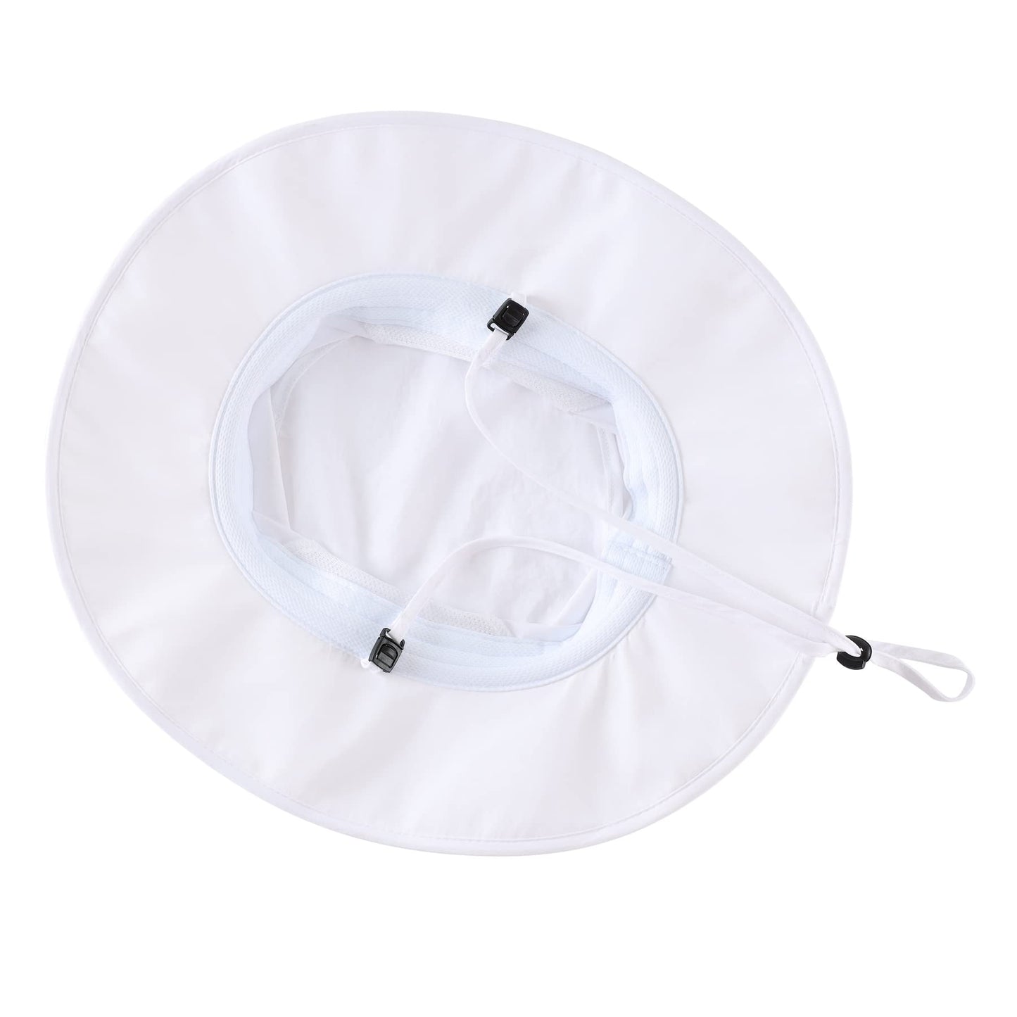 Home Prefer UPF50+ Mens Sun Hat Wide Brim Fishing Hat Airy Mesh UV Protection Portable Bucket Sun Hat White