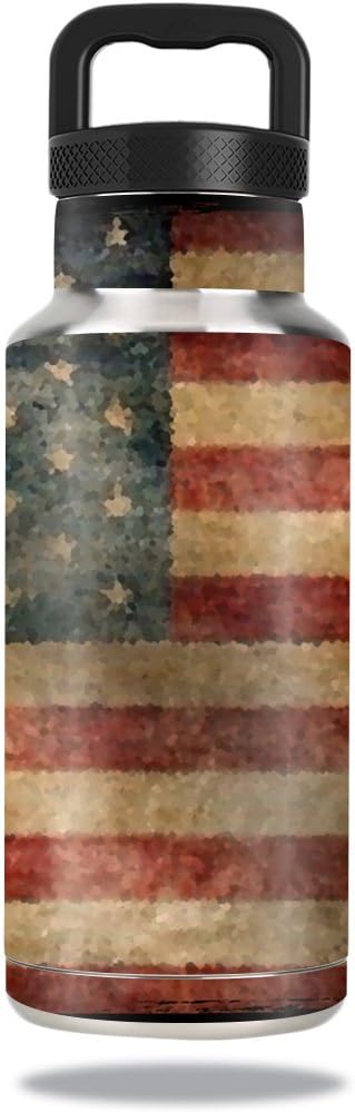MightySkins Skin Compatible with Ozark Trail Water Bottle 36 oz wrap Cover Sticker Skins Vintage Flag