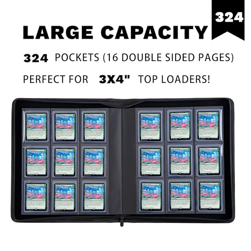 Sky Blue 9-Pocket Top Loader Binder Holds 324 Trading Cards, Durable Archival Safe