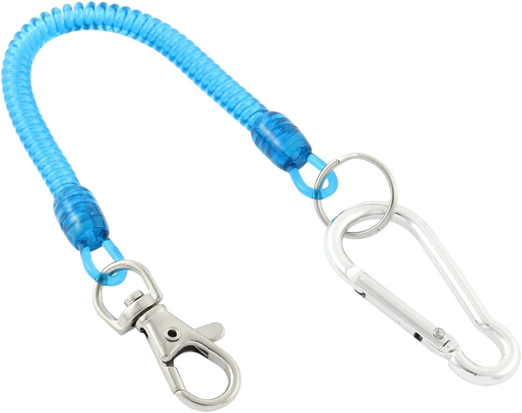 uxcell Carabiner Hook Coil Lanyard Spring Key Chain w Lobster Clasp
