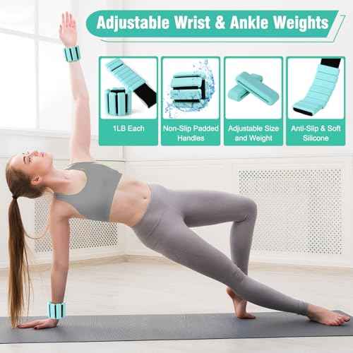 Pilates Equipment Kit for Home Workout, Pilates Ring and Ball Set for Women, 14'' Magic Circle Essentials Accessories Kit with Wrist Weights, Resistance Bands, Yoga Strap, Core Sliders, Socks, Bag