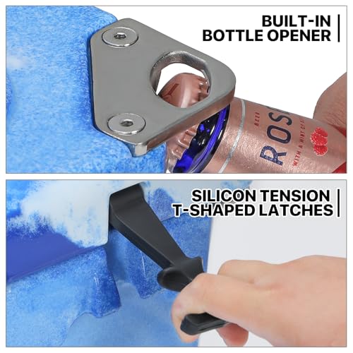 MADOG 50qt Portable Beach Cooler, LLDPE Hard Cooler, Leak-Proof Coolers with 5-7 Days Ice Retention, for Fishing, Camping, Boating and Traveling, Blue Camouflage