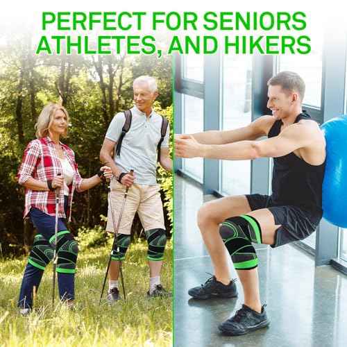 Adjustable Knee Sleeve with side stabilizers - Knee Compression Sleeve for Men & Women, Knee Brace for Meniscus Tear, Arthritis Pain, Running, Sports & Injury Recovery Knee Support