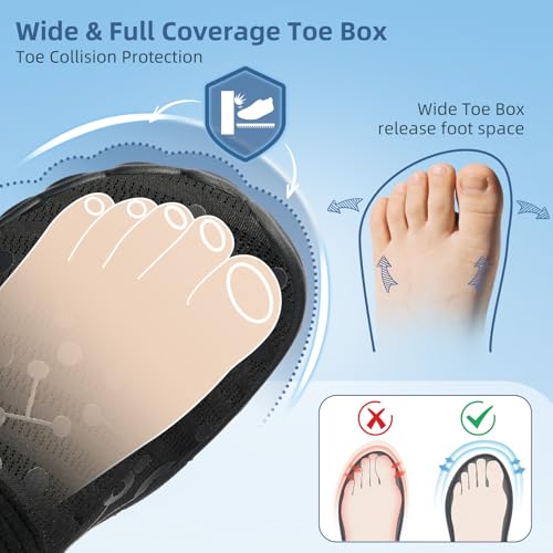 Kids Water Shoes - Boys Girls Barefoot Aqua Socks for Beach Pool - Big Kid Black