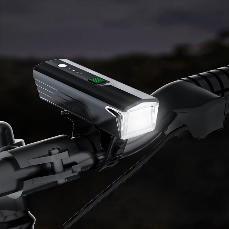 4 Pack Bike Lights Front and Back,Rechargeable USB-C Strong Brightness Bike Headlight and Tail Light,Waterproof Bicycle Light for Mountain,Road,Commuter Cycling -Fits All Bikes