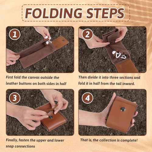 Waxed Canvas Foraging Bag??, Outdoor Foraging Bag for Hiking Collecting Mushroom Hunting Bags Leather Belt Pouch with Drawstring Foldable Canvas Belt Bags