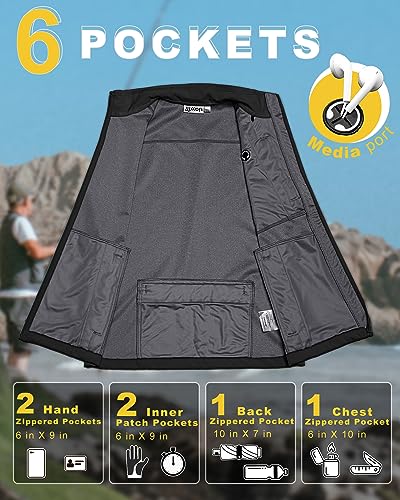 Men's Windproof Lightweight Golf Vest Outerwear - Large, Black