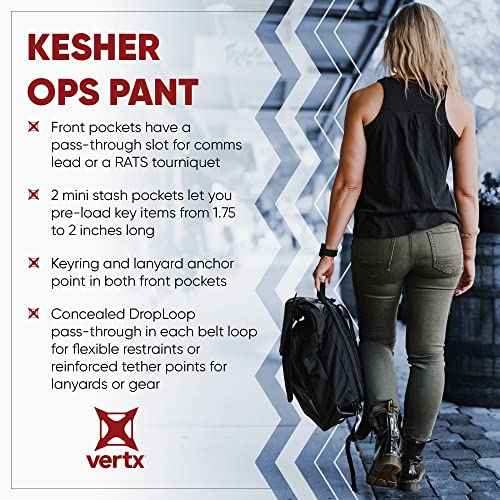 Vertx Kesher Women¡¯s Stretch OPS Tactical Pants with Pockets, Straight-Fit, for Work, Outdoor, Hiking, Denim