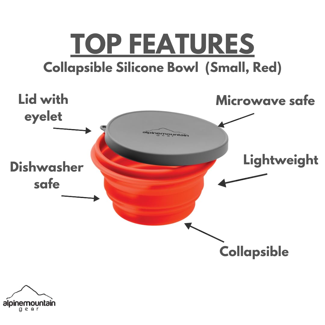 Alpine Mountain Gear 3 Pack Collapsible Silicone Bowl Bundle (Includes Small Red, Medium Green and Large Blue Bowl)