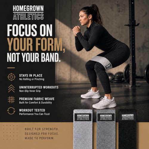 Fabric Resistance Bands Set of 3 for Glutes Legs and Hip Workouts - Non-Slip Booty Bands