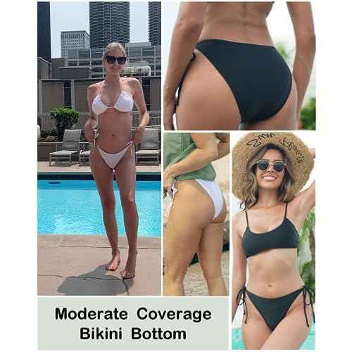 Holipick Bikini Bottoms for Women String Bathing Suit Bottom with Moderate Coverage Low Waist Swim Bottom